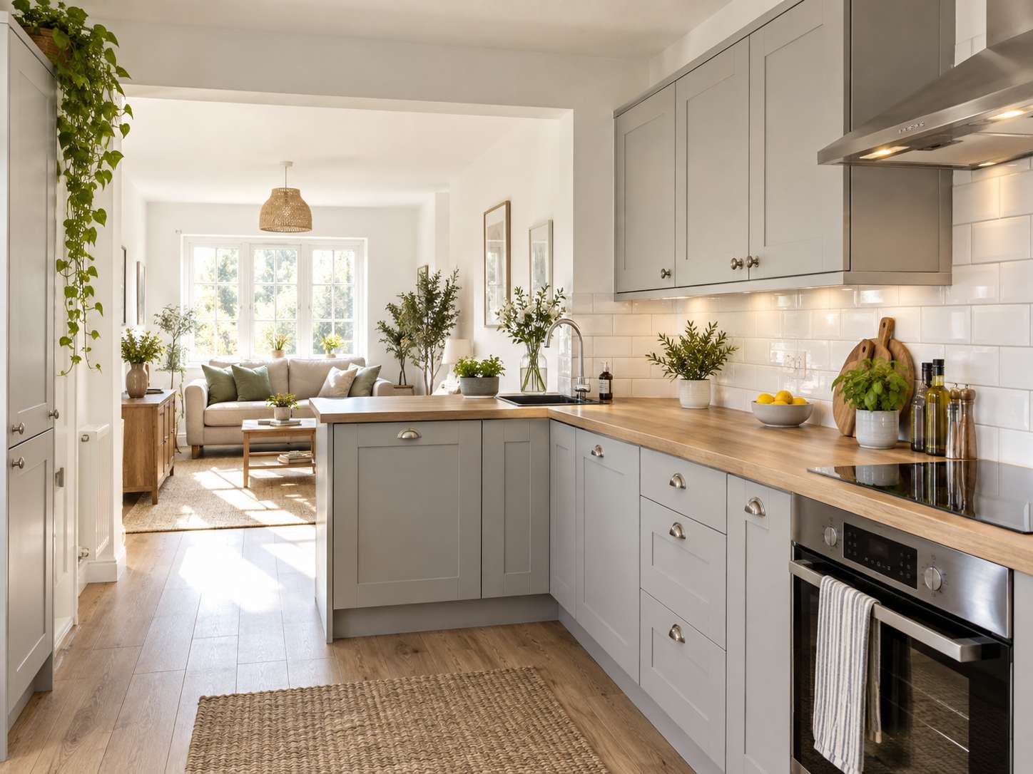 Clean kitchen and living area ready for new occupants