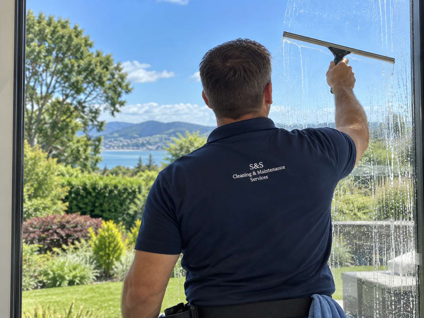 Window cleaner using a squeegee
